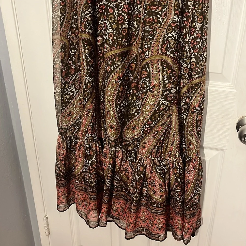 Walter Baker Ruffled Tiered Brown and Black Midi Dress - Picture 6 of 6